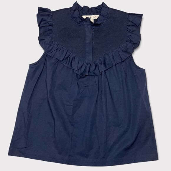 Rachel Zoe Tops - Rachel Zoe Women’s Navy Blue Hera Sleeveless Ruffle Blouse Size 4